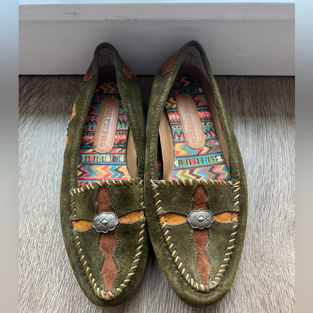Hush Puppies Vintage 7W Green suede